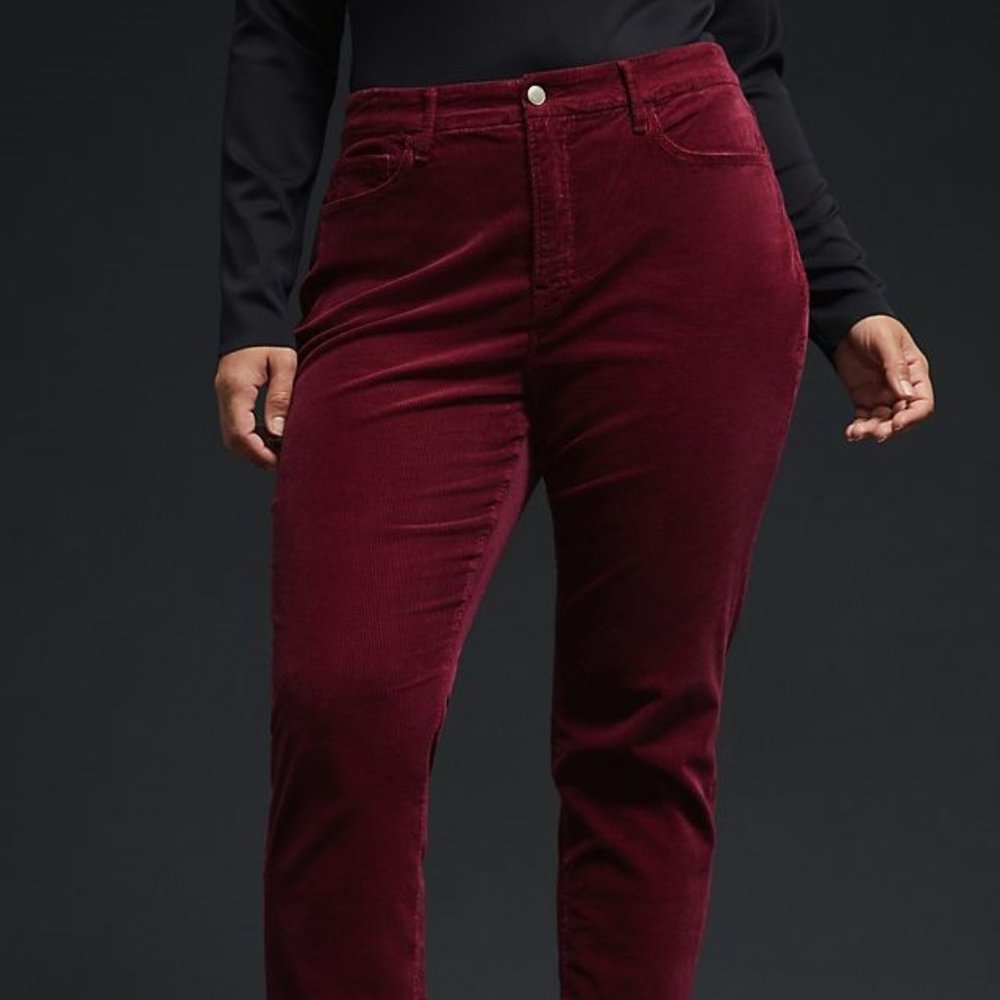 Good American Maroon Corduroy Pants